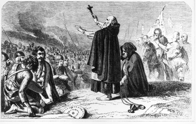 The Abbot of Inchaffray Blessing the Scottish Army Before the Battle of Bannockburn, 21st June 1314, engraved by T. Bolton by English School